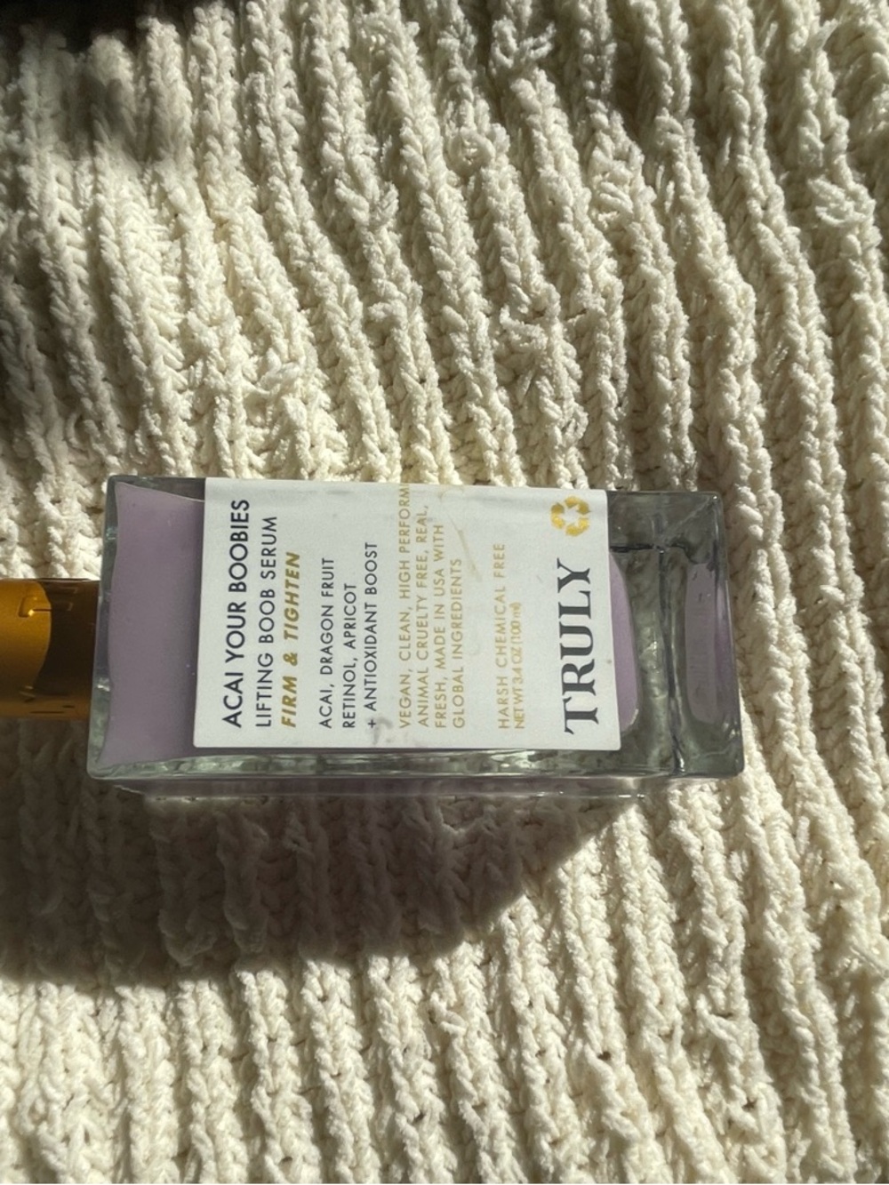 TRULY Lifting Serum Bottle - Cream Label & Gold Pump
